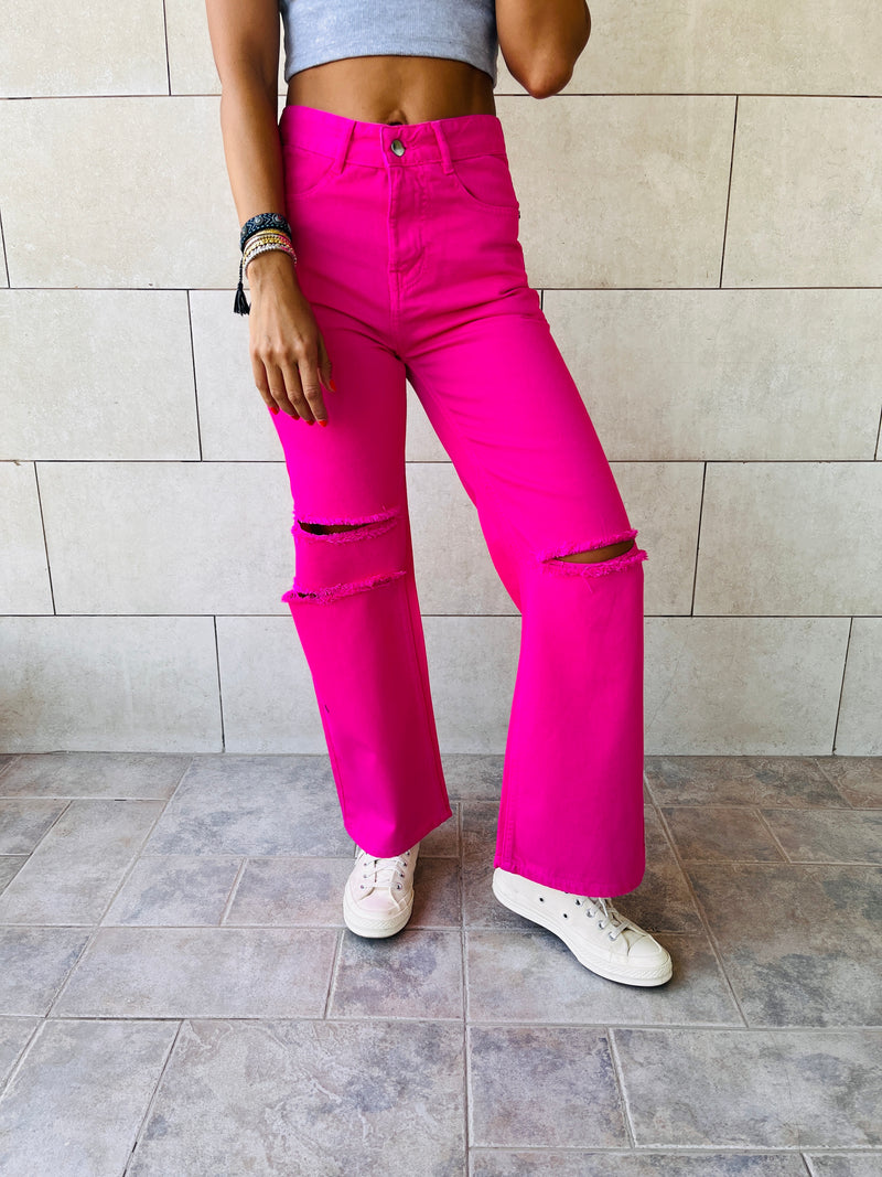 Pink 90's Ripped Jeans – Frillu