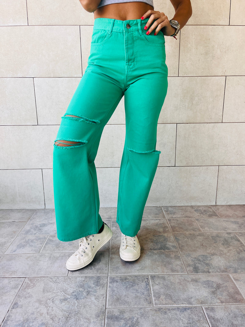 Green 90’s Ripped Jeans