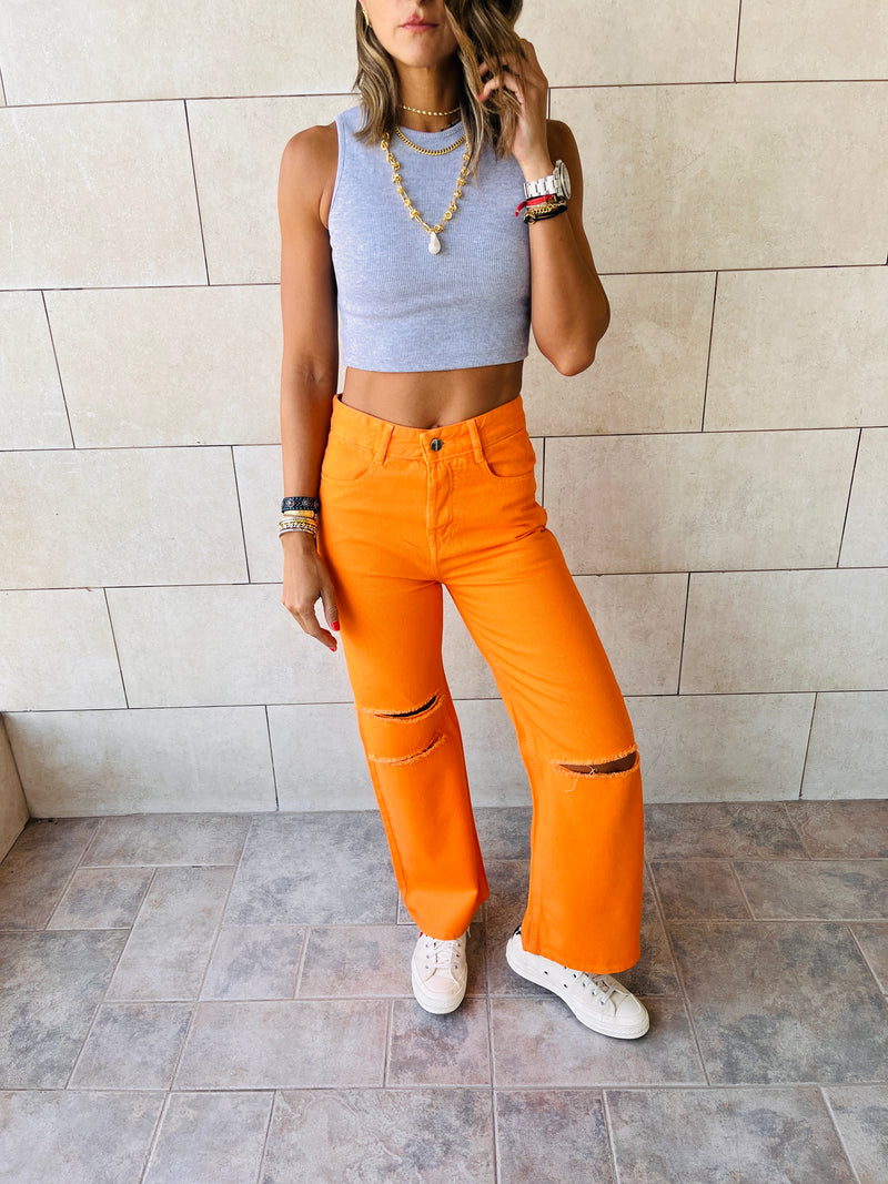 Orange 90’s Ripped Jeans