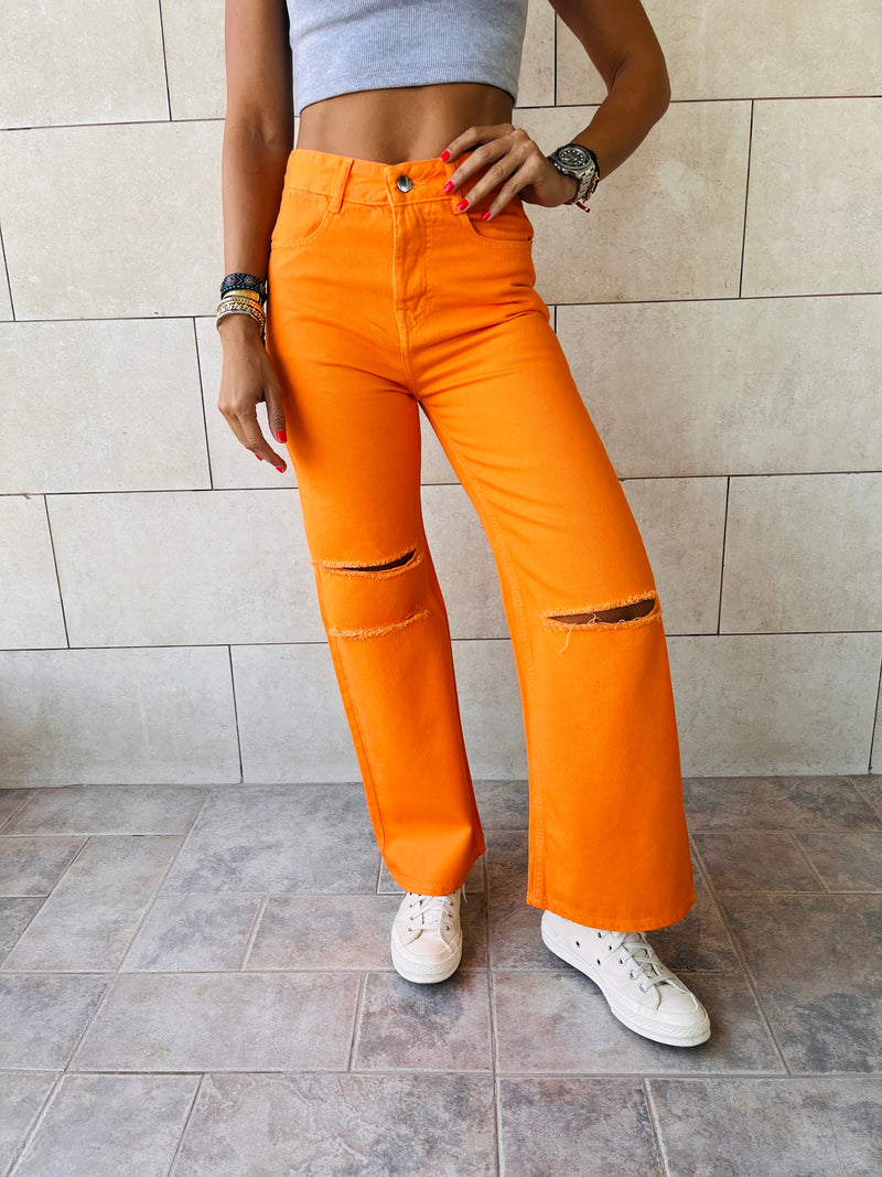 Orange 90’s Ripped Jeans