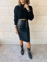 Black Pencil Leather Skirt
