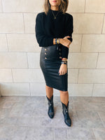Black Pencil Leather Skirt