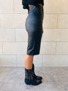 Black Pencil Leather Skirt