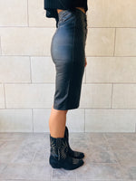 Black Pencil Leather Skirt