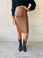 Copper Pencil Leather Skirt