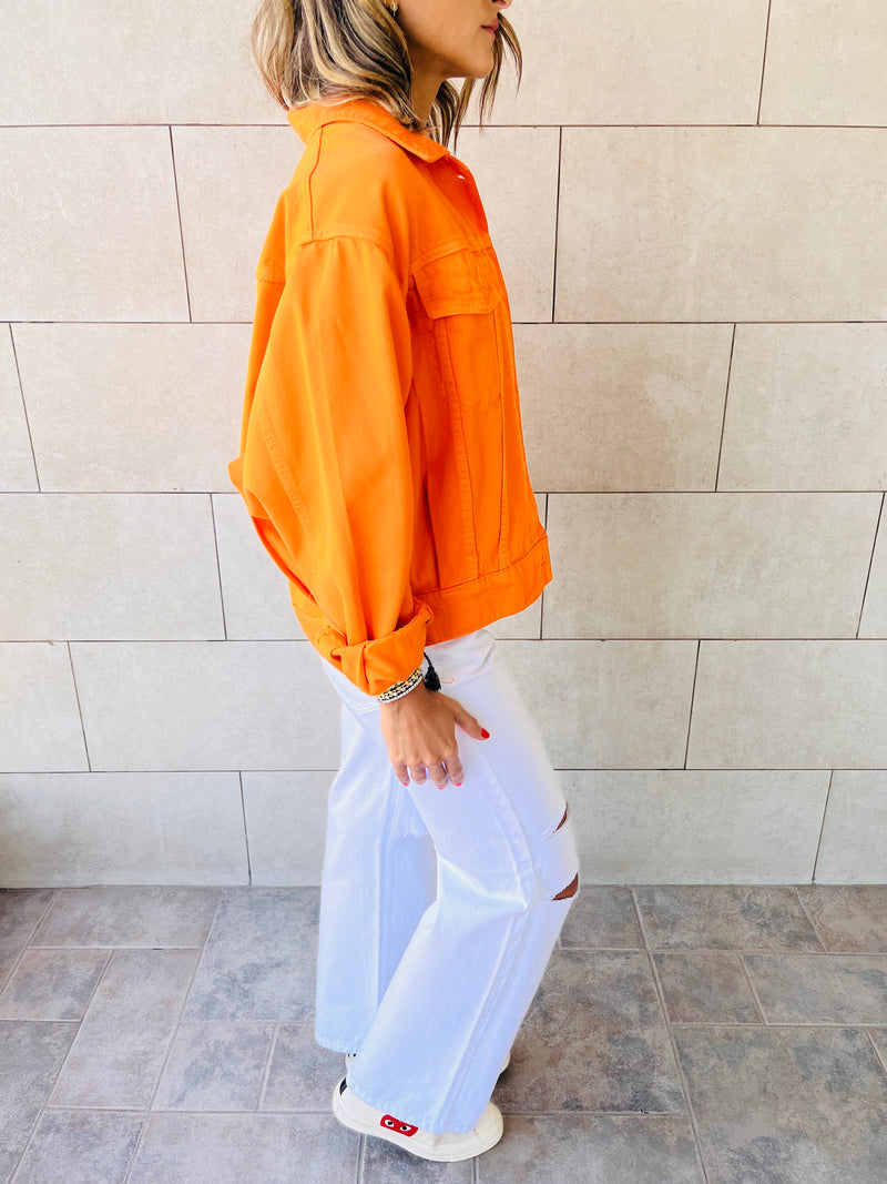 Orange Colored Denim Jacket