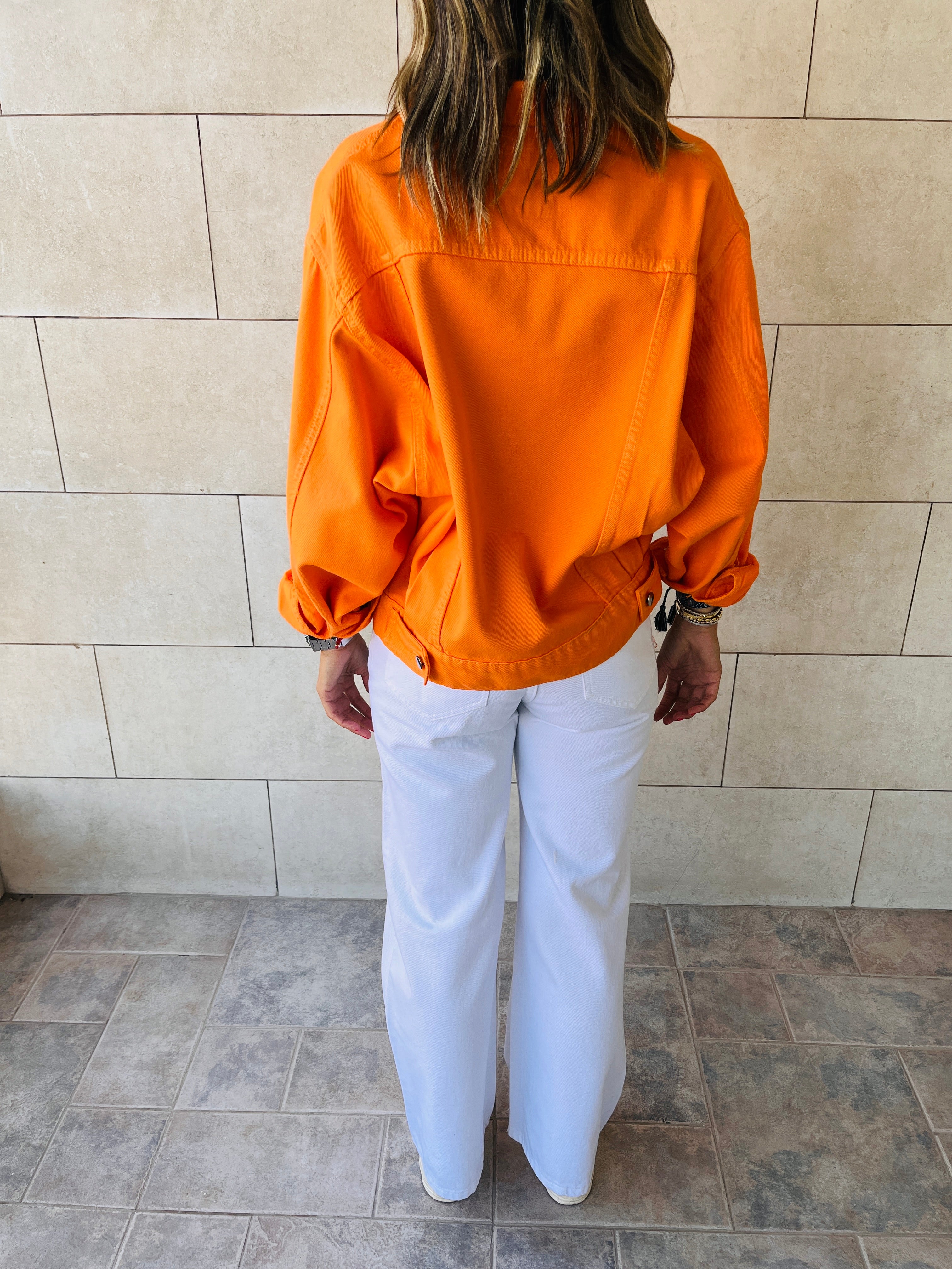 Orange Colored Denim Jacket