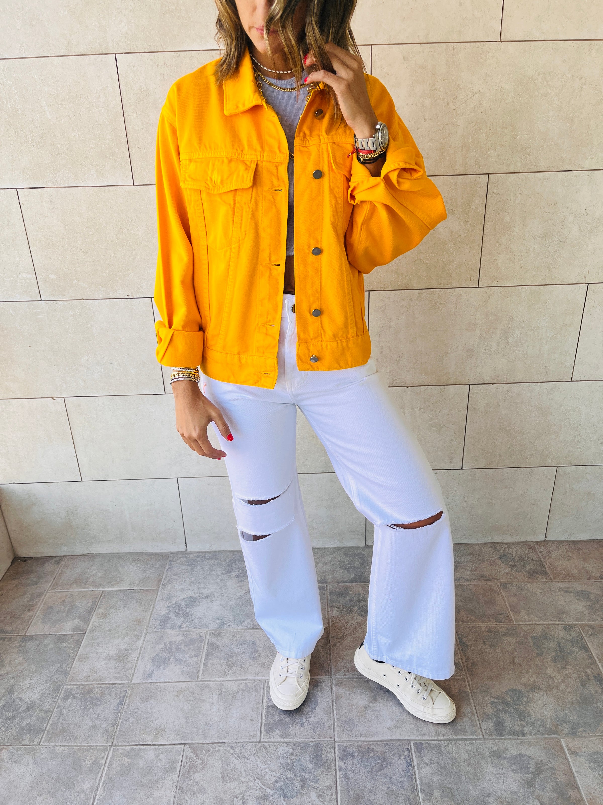 Aggregate 120+ oversized yellow denim jacket