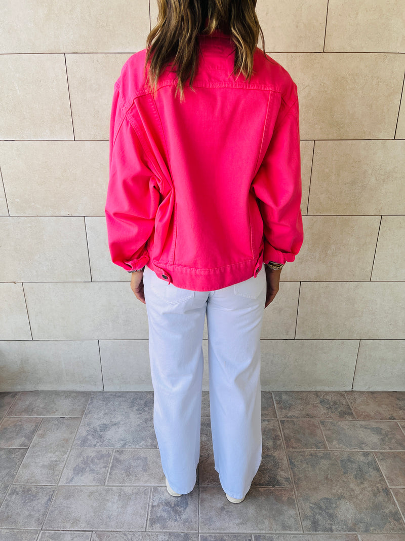 Fuchsia Colored Denim Jacket