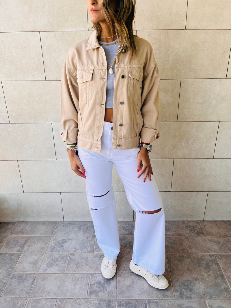 Beige Colored Denim Jacket