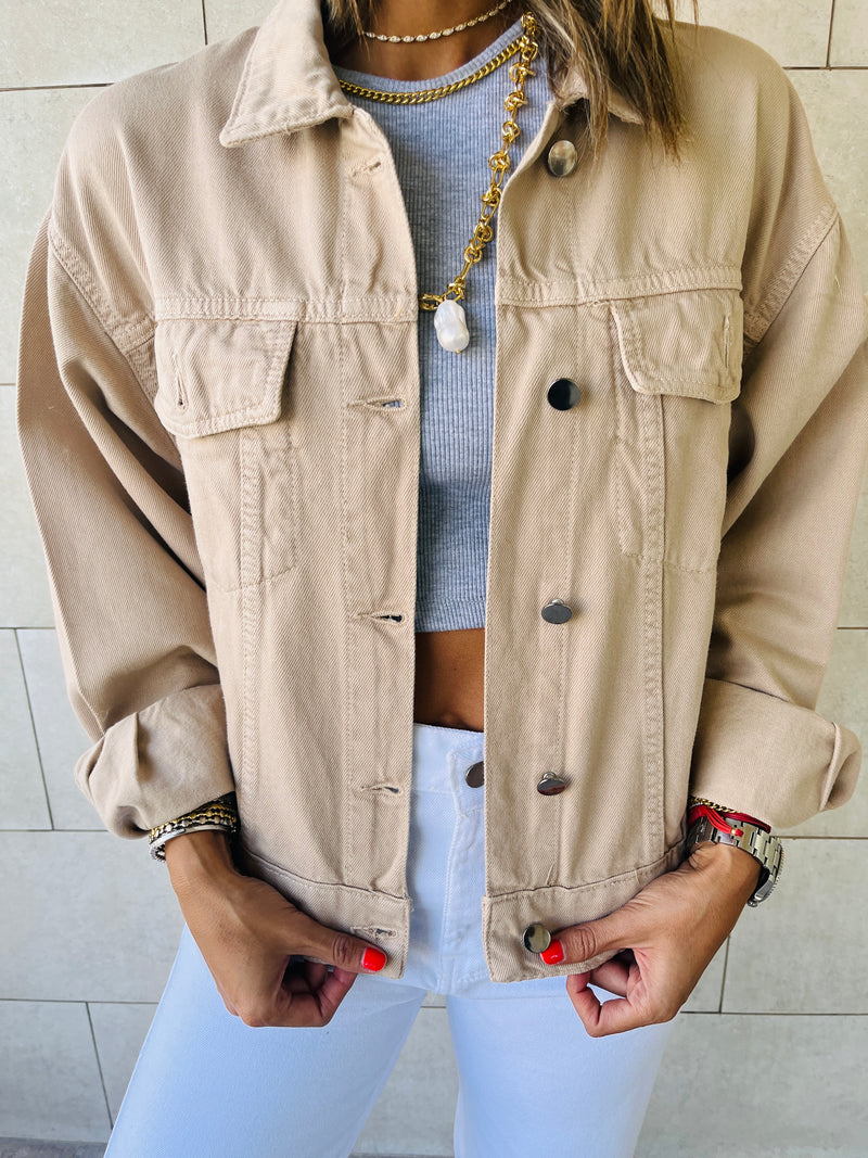 Beige Colored Denim Jacket