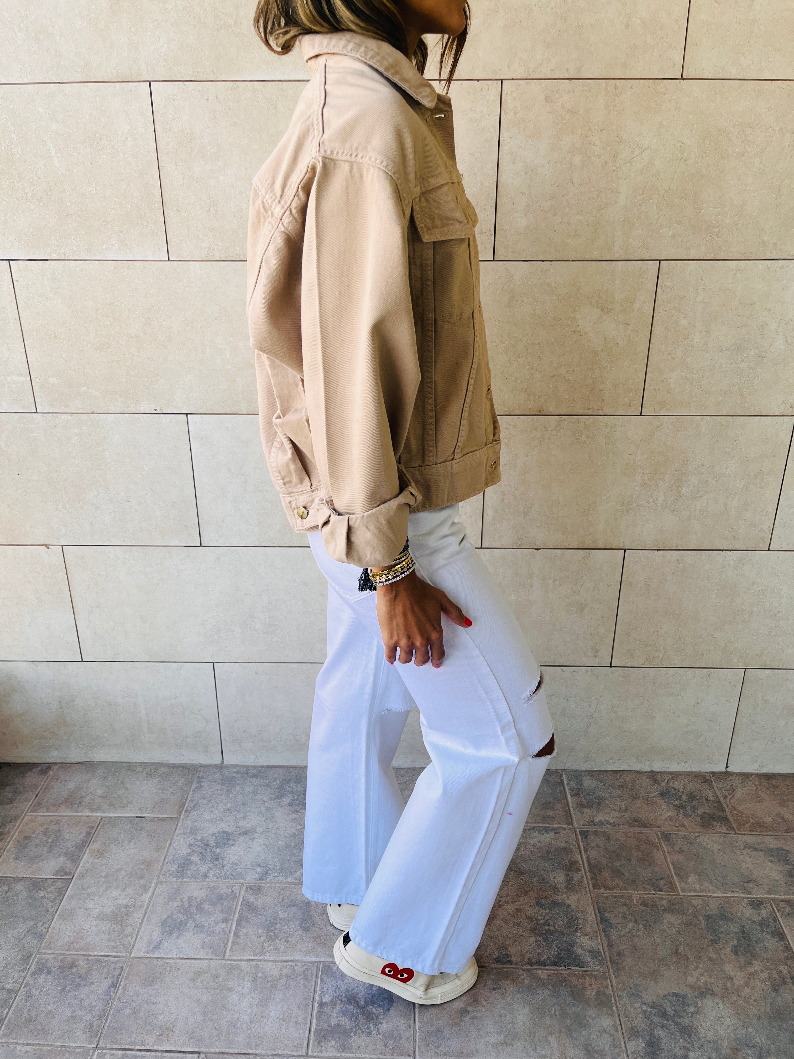 Beige Colored Denim Jacket
