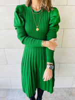 Green Cable Swing Dress