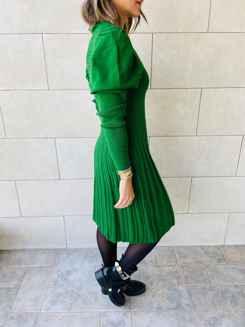 Green Cable Swing Dress