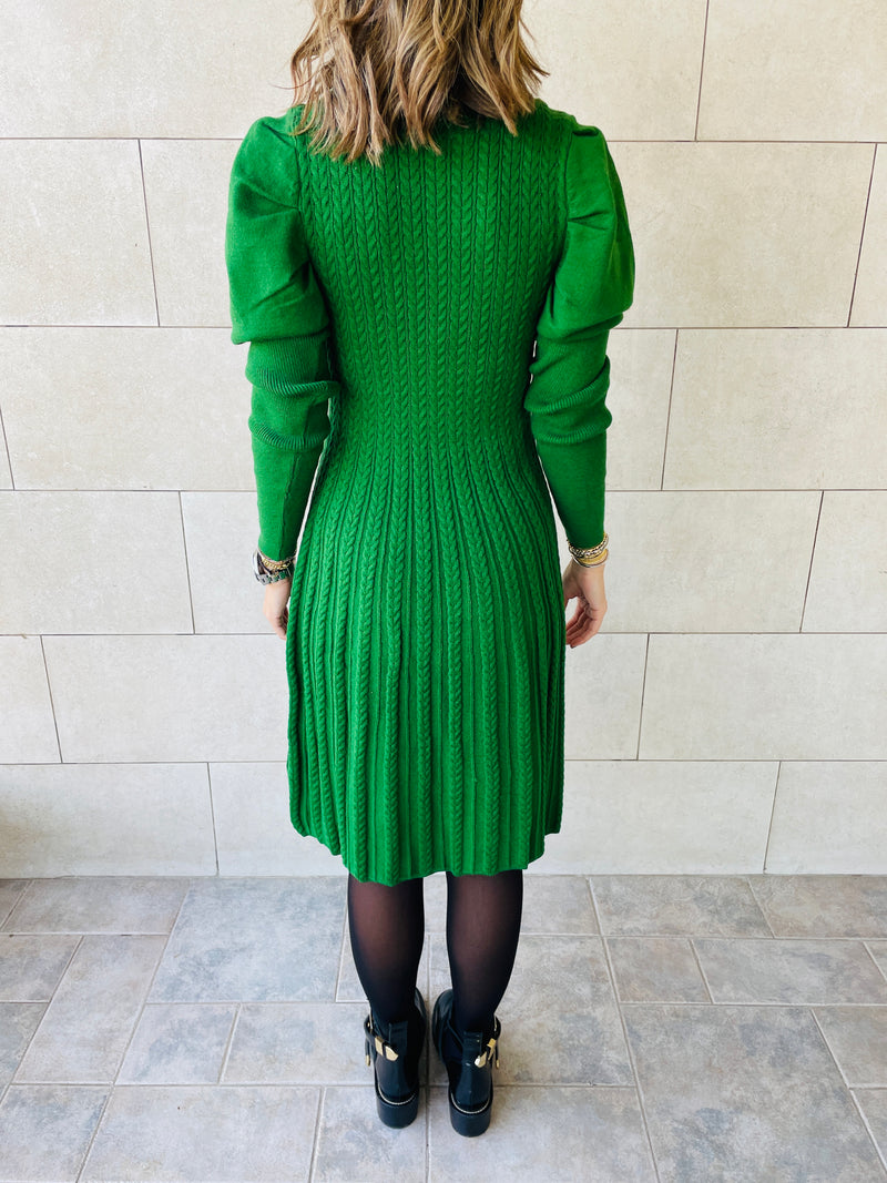Green Cable Swing Dress