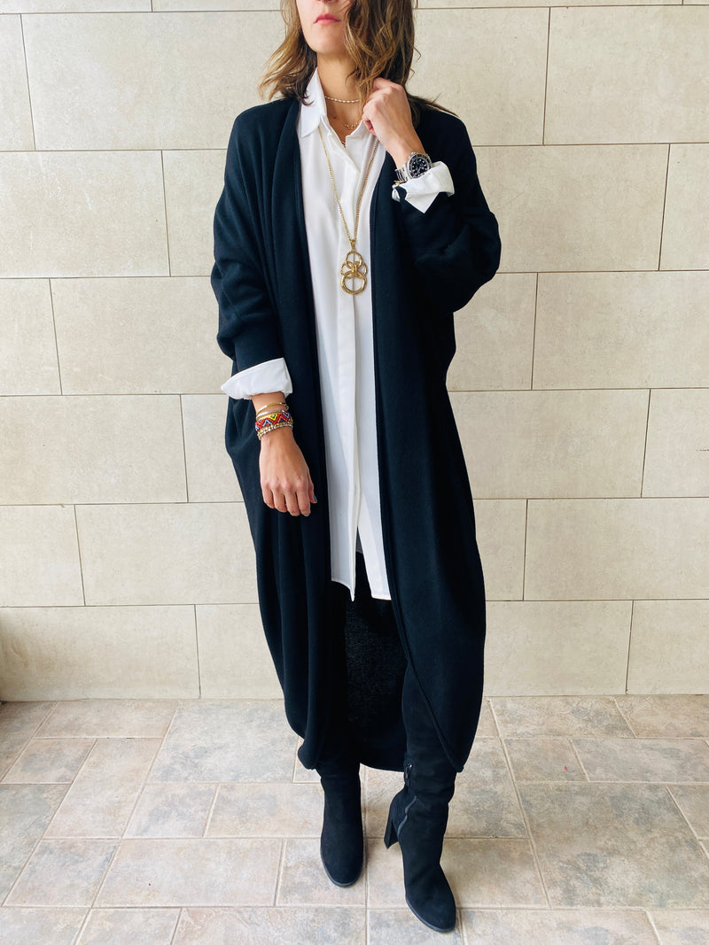 Black Longline Shrug Cardigan