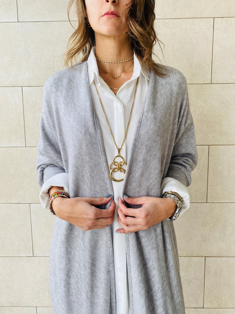 Grey Longline Shrug Cardigan