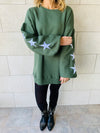 Olive Star Embroidered LongLine Sweatshirt