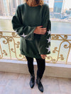 Olive Star Embroidered LongLine Sweatshirt