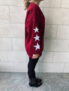 Burgundy Star Embroidered LongLine Sweatshirt