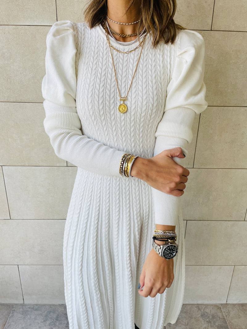 White Cable Swing Dress