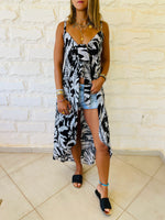Black Floral Tie Top