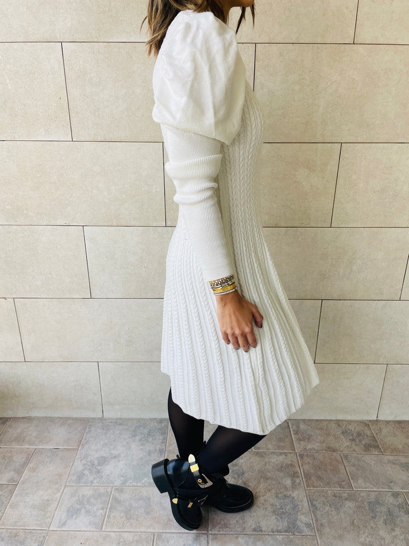 White Cable Swing Dress