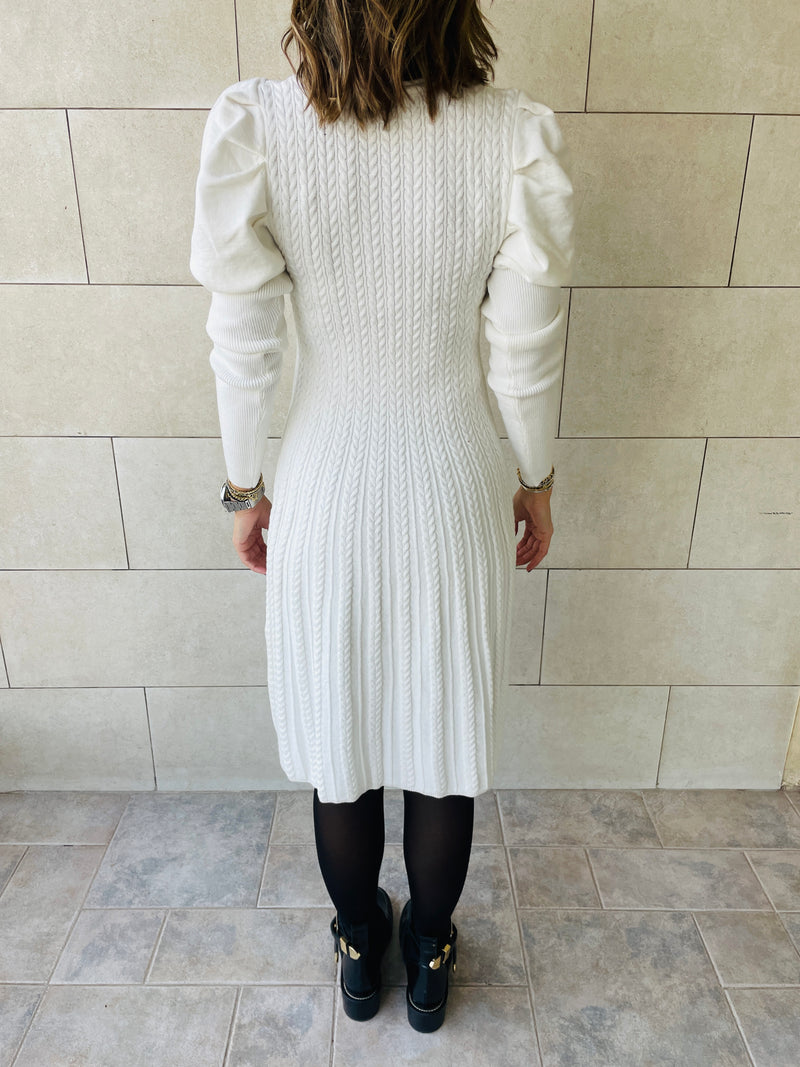 White Cable Swing Dress