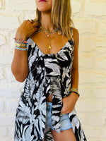 Black Floral Tie Top