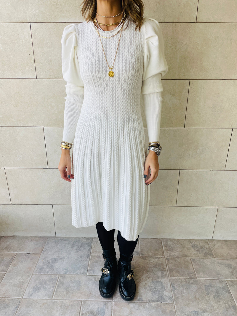 White Cable Swing Dress