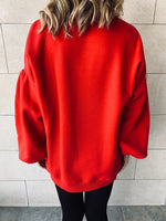 Red Star Embroidered LongLine Sweatshirt