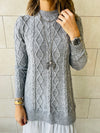 Grey Cable Plisse Hem Tunic