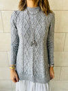 Grey Cable Plisse Hem Tunic