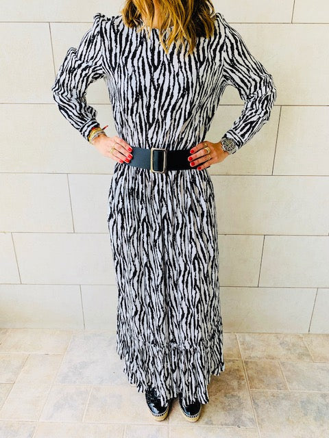 Zebra Print Tiered Dress