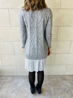 Grey Cable Plisse Hem Tunic