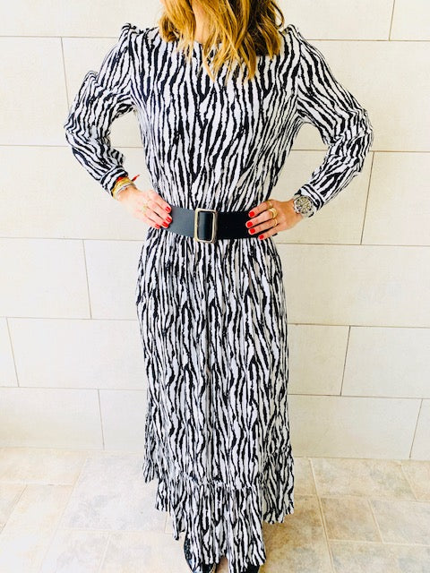 Zebra Print Tiered Dress