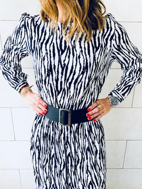 Zebra Print Tiered Dress
