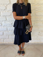 Black Denim Tiered Dress
