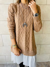 Taupe Cable Plisse Hem Tunic