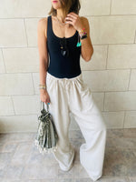Beige Linen Beach Pants