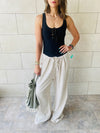 Beige Linen Beach Pants