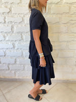Black Denim Tiered Dress