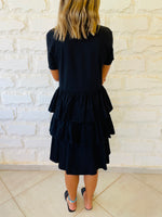 Black Denim Tiered Dress