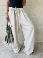 Beige Linen Beach Pants