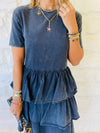Grey Denim Tiered Dress
