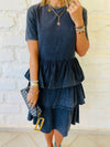 Grey Denim Tiered Dress