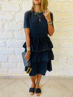 Grey Denim Tiered Dress
