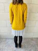 Mustard Cable Plisse Hem Tunic