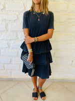 Grey Denim Tiered Dress