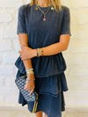 Grey Denim Tiered Dress